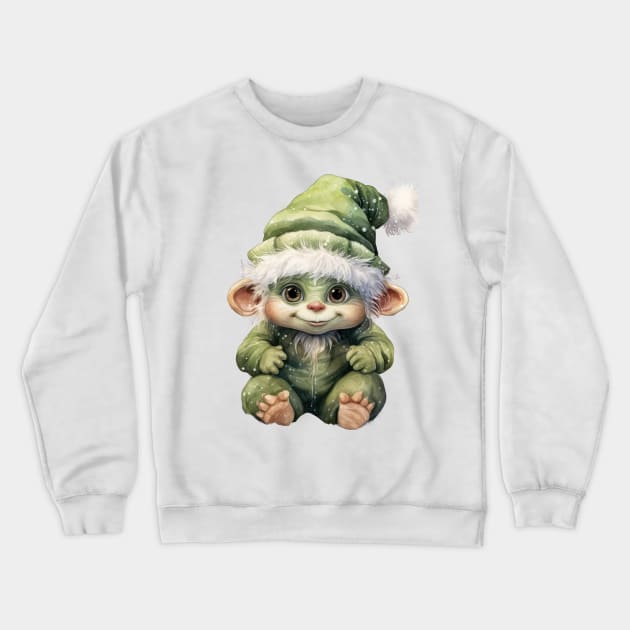 Cute Watercolour Grinch Crewneck Sweatshirt by TooplesArt